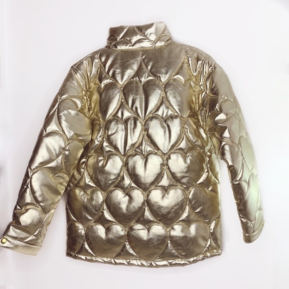 Lazy Oaf Metallic Golden Child Heart Puffer Coat - Picture 10 of 10